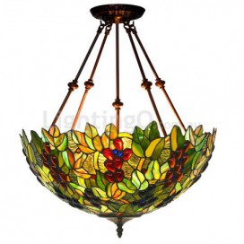 18 Inch Grape Stained Glass Pendant Light