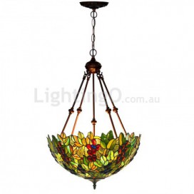 18 Inch Grape Stained Glass Pendant Light