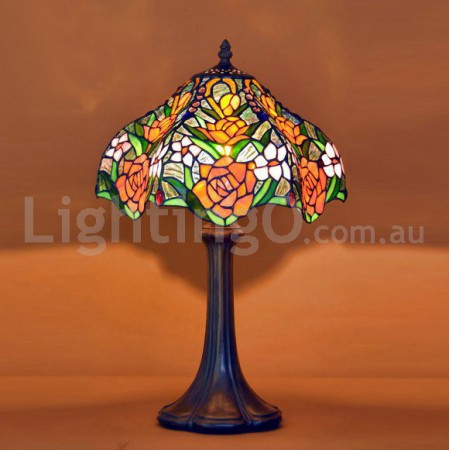 12 Inch Red Stained Glass Table Lamp