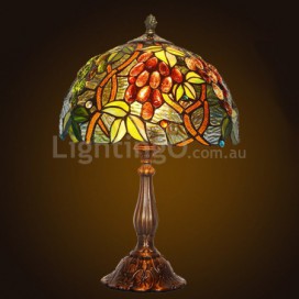 12 Inch Rural Retro Grape Stained Glass Table Lamp