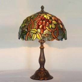 12 Inch Rural Retro Grape Stained Glass Table Lamp
