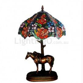 12 Inch Retro Rose Stained Glass Table Lamp