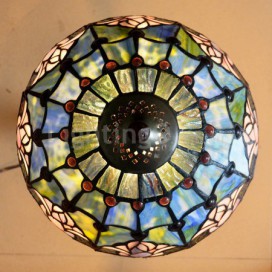 12 Inch Blue Tulip 1 Light Stained Glass Pendant Light