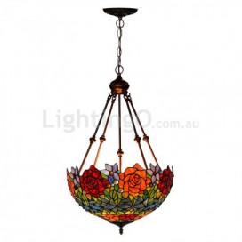 18 Inch Rose Stained Glass Pendant Light