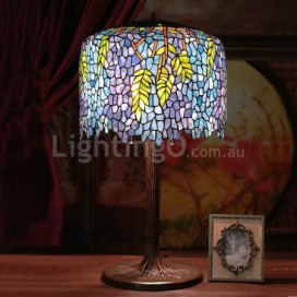 18 Inch Blue Wisteria Stained Glass Table Lamp