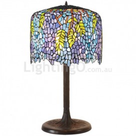 18 Inch Blue Wisteria Stained Glass Table Lamp