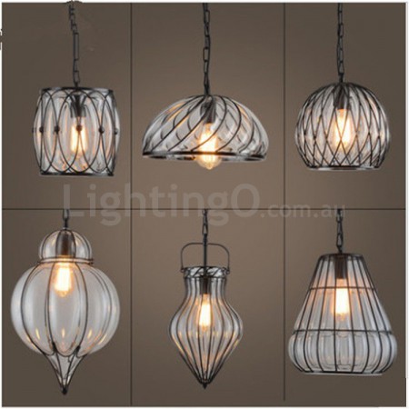 1 Light Vintage Glass Loft Pendant Light