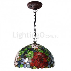 12 Inch Rose Stained Glass Pendant Light