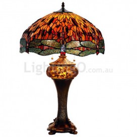 18 Inch Retro Dragonfly Stained Glass Table Lamp