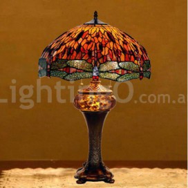 18 Inch Retro Dragonfly Stained Glass Table Lamp