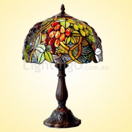 12 Inch Retro Grape Stained Glass Table Lamp