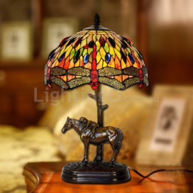 12 Inch Dragonfly Retro Stained Glass Table Lamp