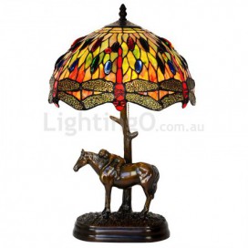 12 Inch Dragonfly Retro Stained Glass Table Lamp