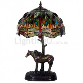 12 Inch Dragonfly Retro Stained Glass Table Lamp