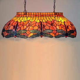 33 Inch Dragonfly Stained Glass Pendant Light