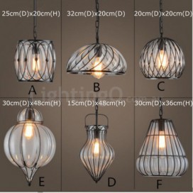 1 Light Vintage Glass Loft Pendant Light