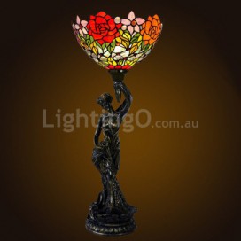 Rose Stained Glass Table Lamp