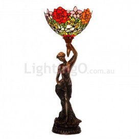 Rose Stained Glass Table Lamp