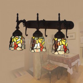 Rural Rustic Grape 3 Light Stained Glass Wall light