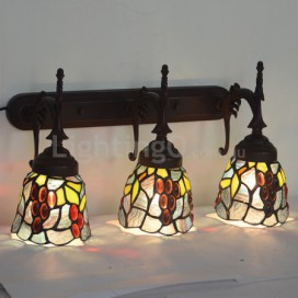 Rural Rustic Grape 3 Light Stained Glass Wall light