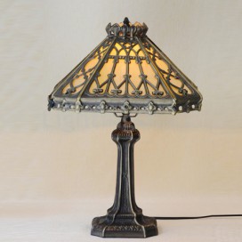 14 Inch Retro Square Stained Glass Table Lamp