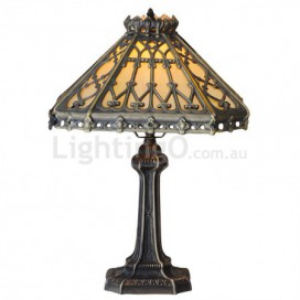 14 Inch Retro Square Stained Glass Table Lamp