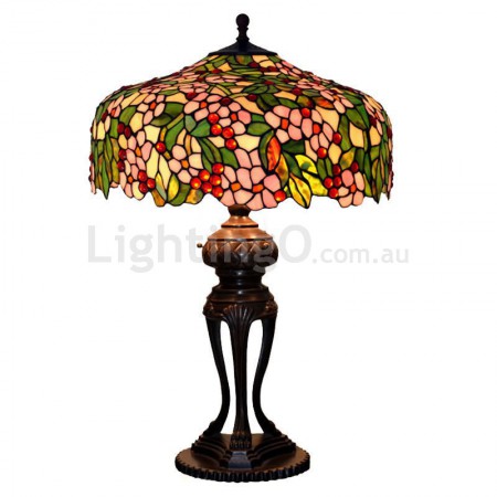 20 Inch Rustic Stained Glass Table Lamp