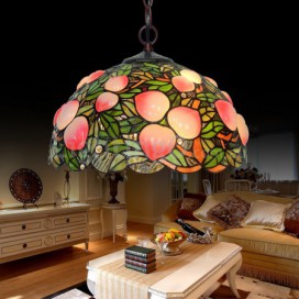 16 Inch 1 Light Peach Stained Glass Pendant Light