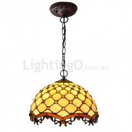 12 Inch 1 Light Palace Stained Glass Pendant Light