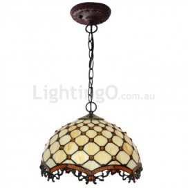 12 Inch 1 Light Palace Stained Glass Pendant Light