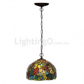 8 Inch Rural Grape Stained Glass Pendant Light