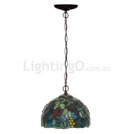 8 Inch Rural Grape Stained Glass Pendant Light