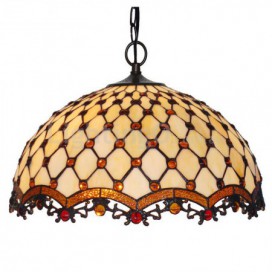 18 Inch Retro Palace Stained Glass Pendant Light