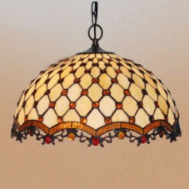 18 Inch Retro Palace Stained Glass Pendant Light