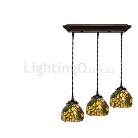 Grape 3 Light Stained Glass Pendant Light