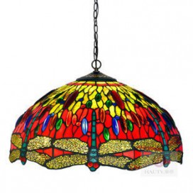 16 Inch 1 Light Dragonfly Stained Glass Pendant Light