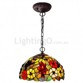 12 Inch Rural Grape Stained Glass Pendant Light