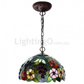 12 Inch Rural Grape Stained Glass Pendant Light