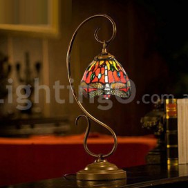 7 Inch Dragonfly Stained Glass Table Lamp