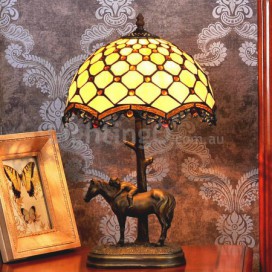 12 Inch Retro Palace Stained Glass Table Lamp