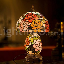 8 Inch Rose Stained Glass Table Lamp