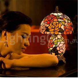 8 Inch Rose Stained Glass Table Lamp