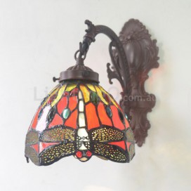 7 Inch Rural Retro Dragonfly Stained Glass Wall light