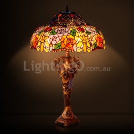 18 Inch Rose Stained Glass Table Lamp