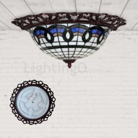 14 Inch Baroque Stained Glass Flush Mount