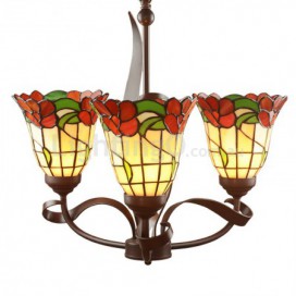 3 Light Rural Chandelier Stained Glass Chandelier