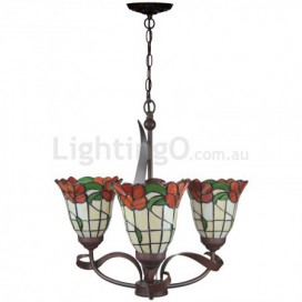 3 Light Rural Chandelier Stained Glass Chandelier