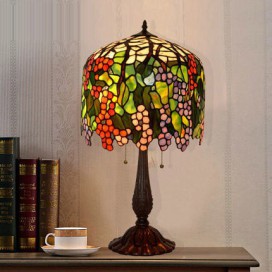 Retro Grape Round Stained Glass Table Lamp