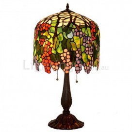 Retro Grape Round Stained Glass Table Lamp