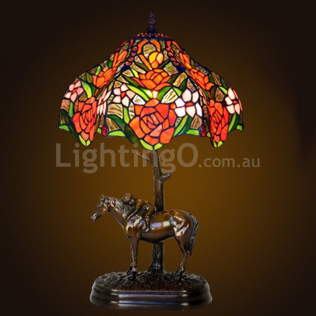 12 Inch Rose Stained Glass Table Lamp